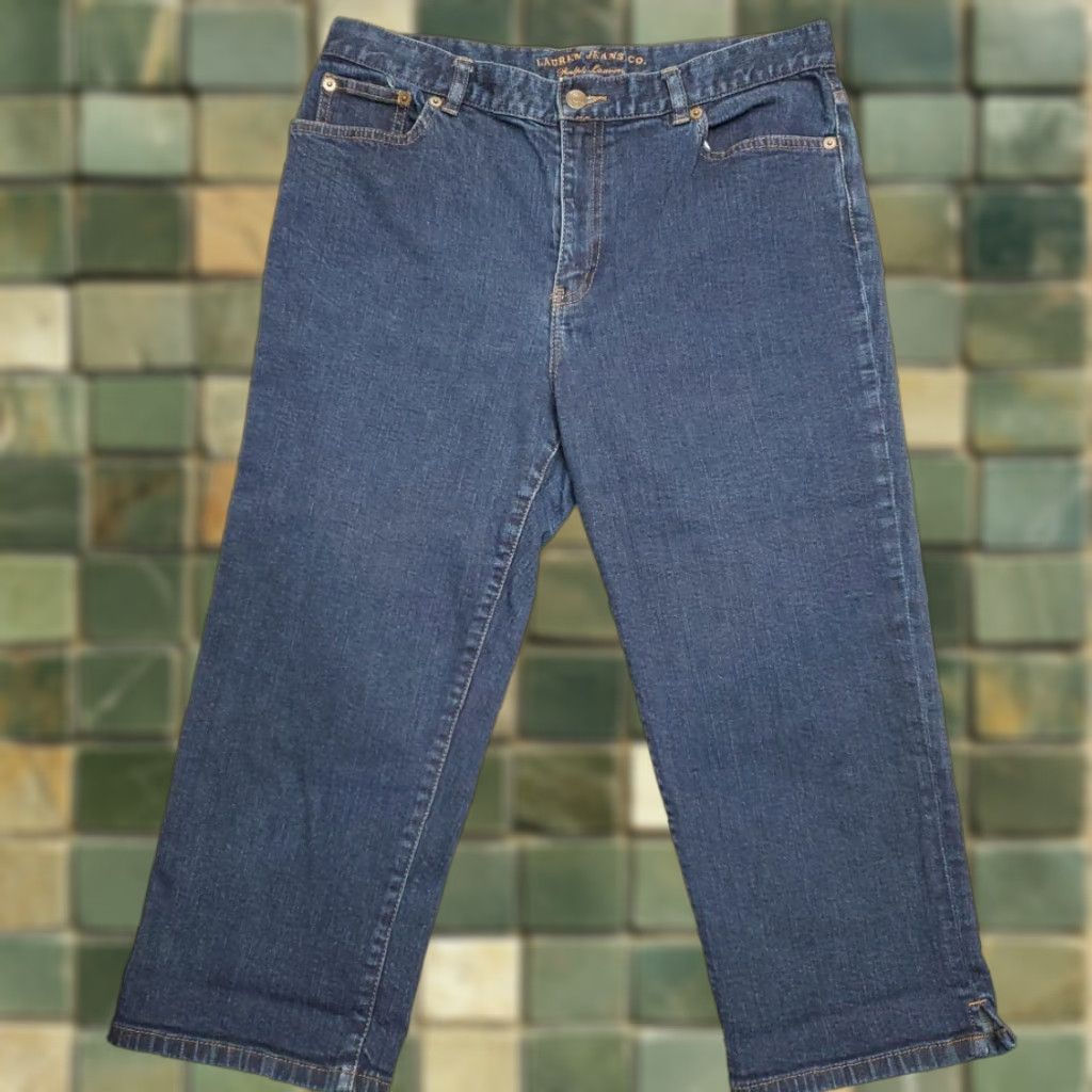Ralph Lauren Polo Jeans Ralph Lauren Womens Sz 10 Blue Denim Cropped Capri Vintage Pants Jeans Pants 90s Womens Boys Girls Mens Size 32" / US 10 / IT 46 - 1 Thumbnail