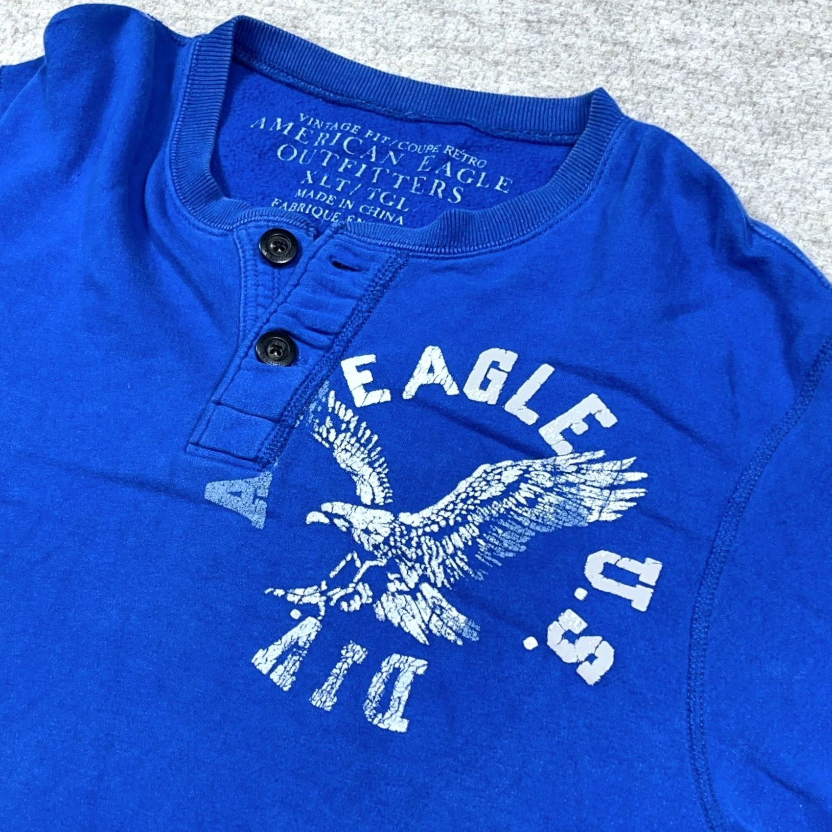 American Eagle Outfitters VINTAGE American Eagle Outfitters Sweatshirt Shirt Mens XL Blue Henley Crewneck 2000s Bird Logo Embroidered Hooded Sweatshirt Size US XL / EU 56 / 4 - 3 Thumbnail