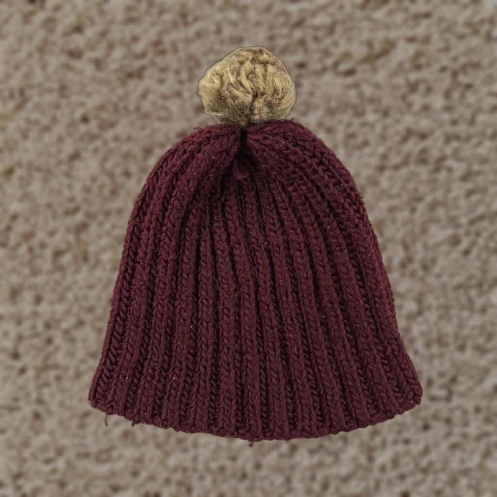 Vintage JustFab Beanie Hat Adult One Size Burgundy Acrylic Knit Ski Logo Outdoors Mens Womens Size ONE SIZE - 1 Thumbnail