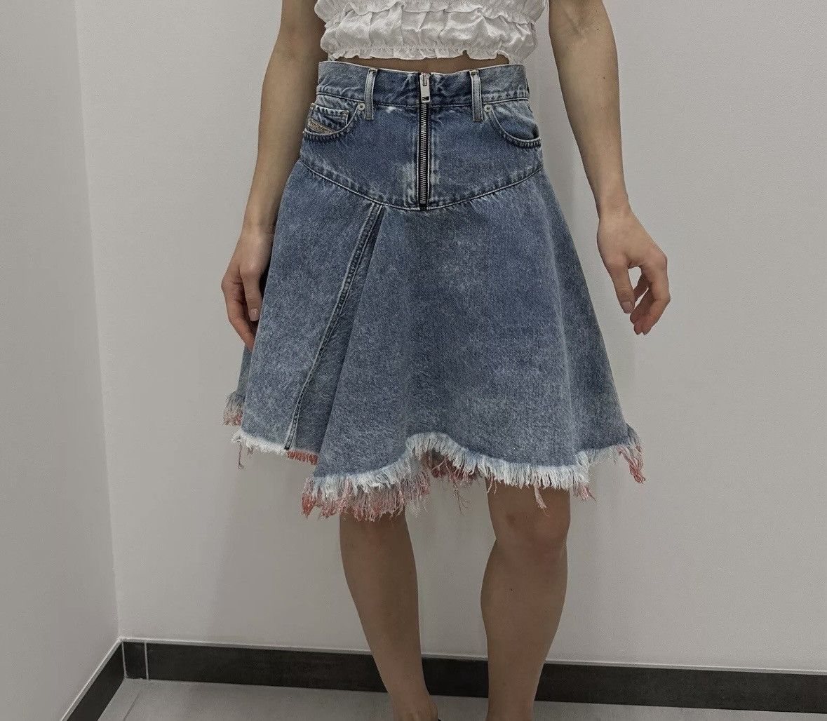 Diesel Diesel Crazy Asymmetric Denim Zip Flare Skirt Blue y2k XS Size 27" / US 4 / IT 40 - 1 Thumbnail