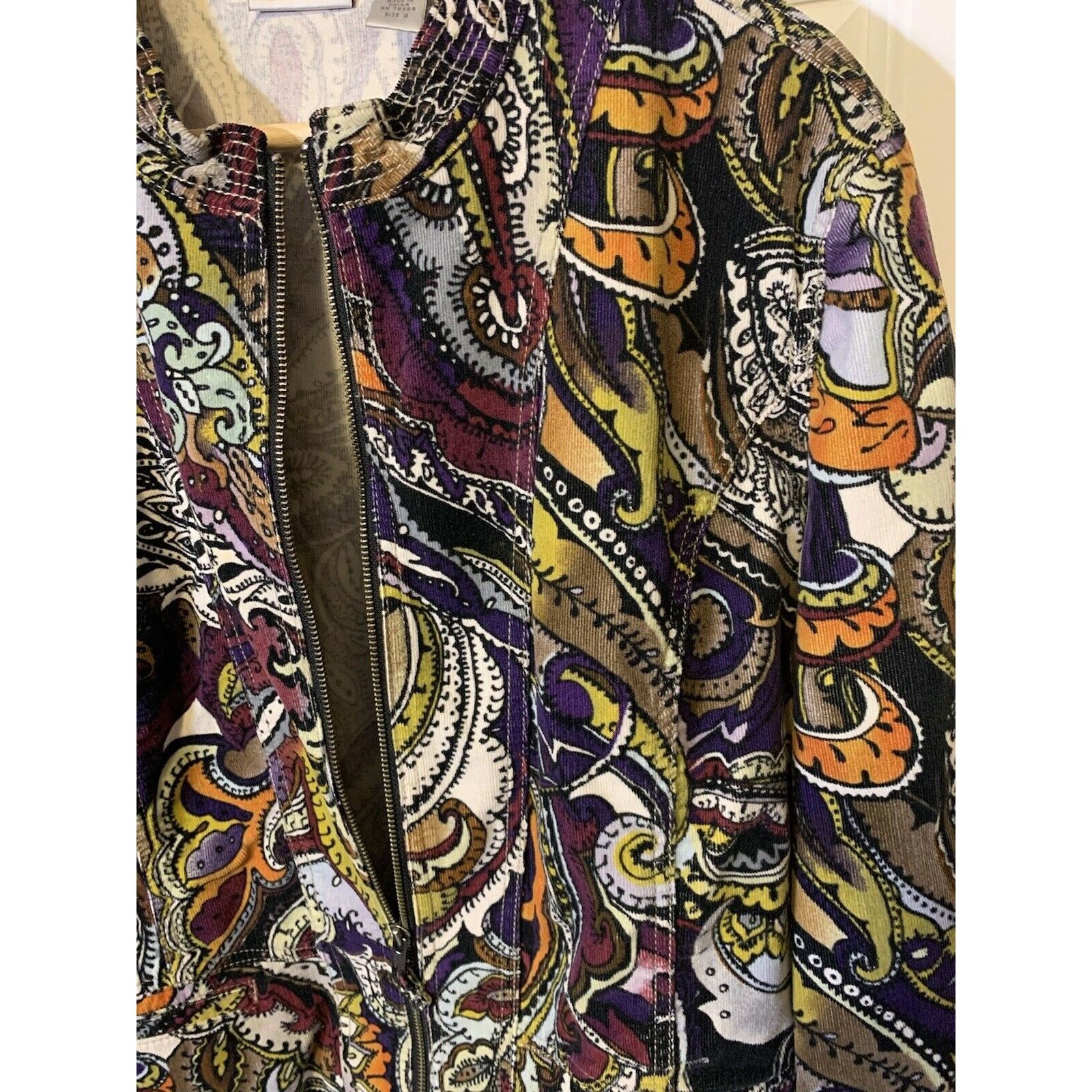 Chicos Chico's Women’s Sz S Size 3 Purple Green Paisley Full Zip Ja Size S / US 4 / IT 40 - 4 Thumbnail