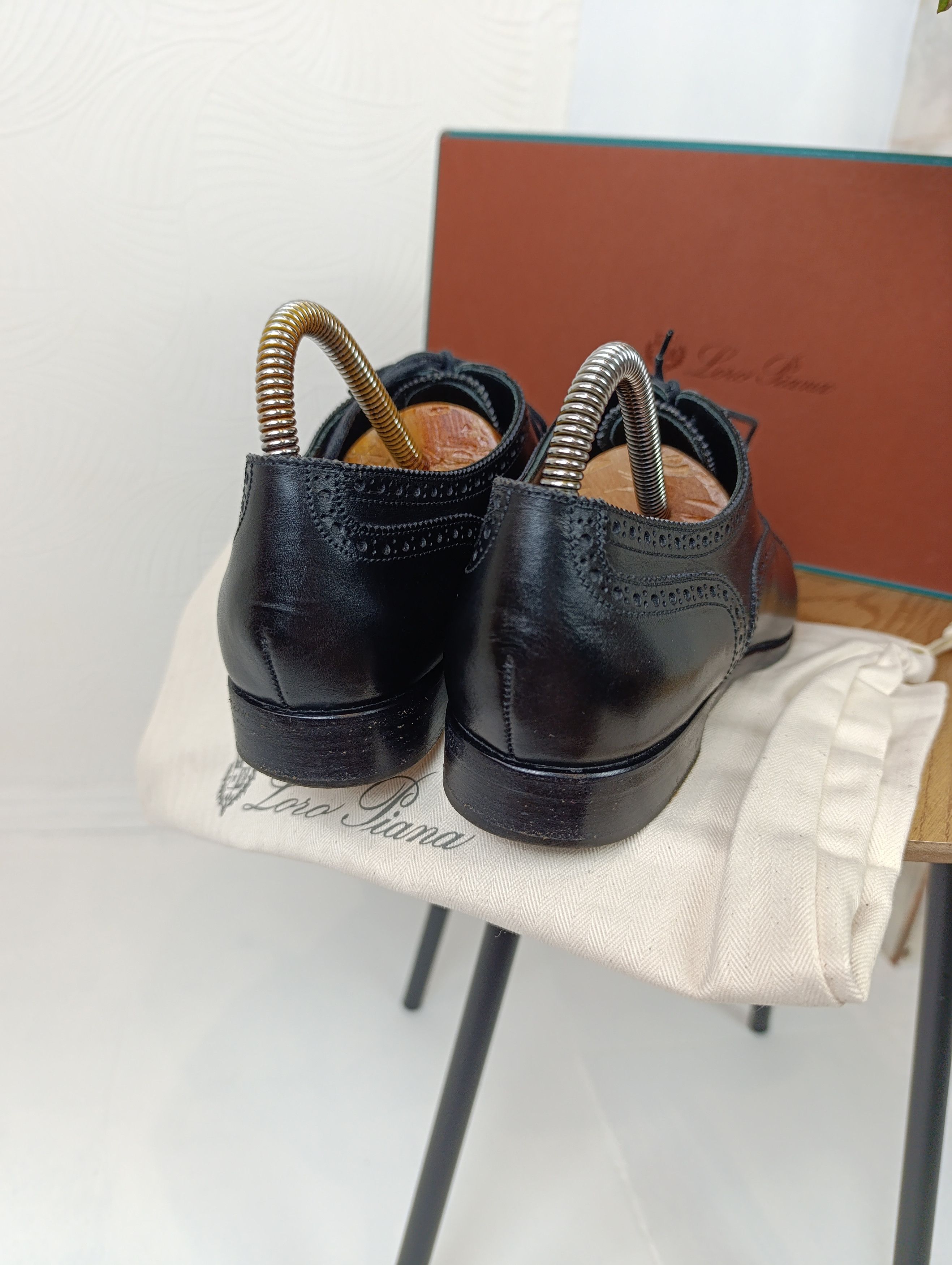 Loro Piana LORO PIANA WOMENS LEATHER OXFORD SHOES BLACK WALK Size US 8.5 / IT 38.5 - 11 Thumbnail