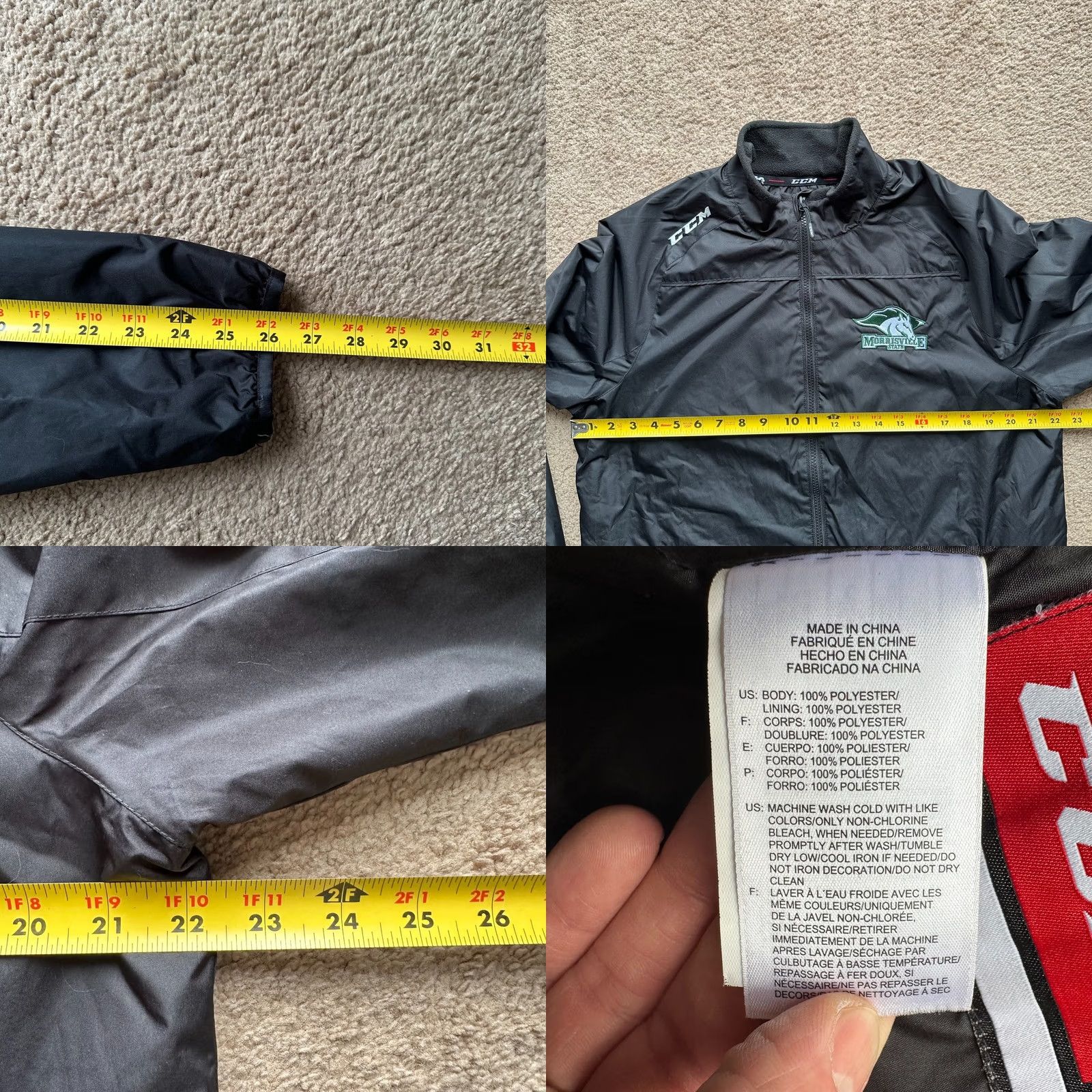 Vintage CCM Tactical Degree Morrisville State Windbreaker Jacket Mens Medium Full Zip Mock Neck Black Size US M / EU 48-50 / 2 - 9 Thumbnail