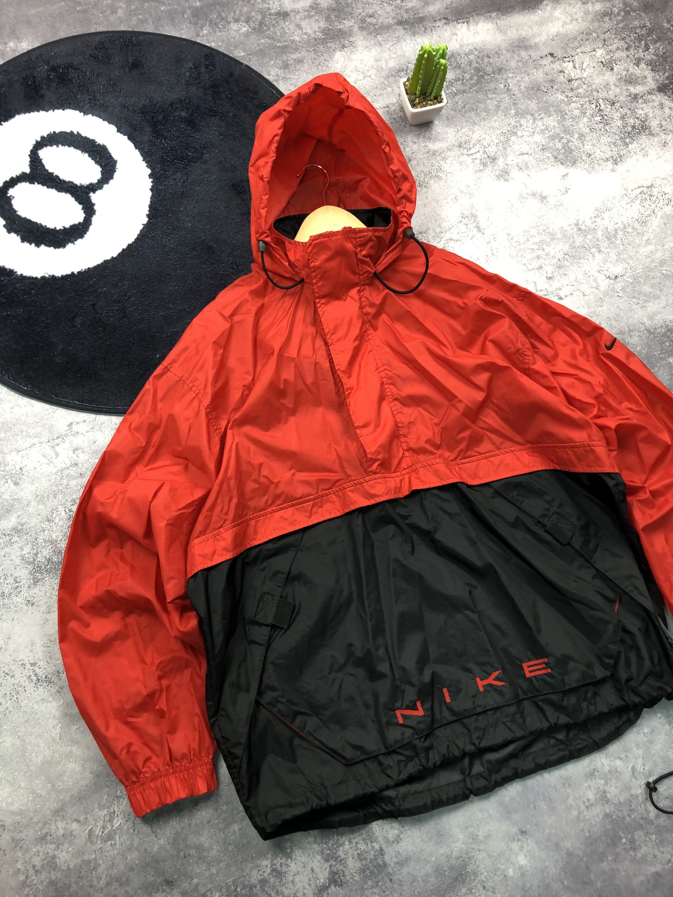 Nike NIKE Vintage 1990s Nylon Hype Jacket Big Logo Red Black Size US M / EU 48-50 / 2 - 3 Thumbnail
