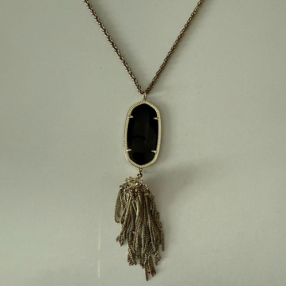 Designer Kendra Scott Rayne Long Black and Gold Tassel Necklace Size ONE SIZE - 3 Thumbnail