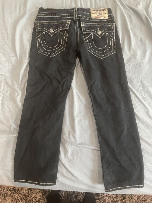 True Religion Faded Black True Religion Jeans With White Stitching ...