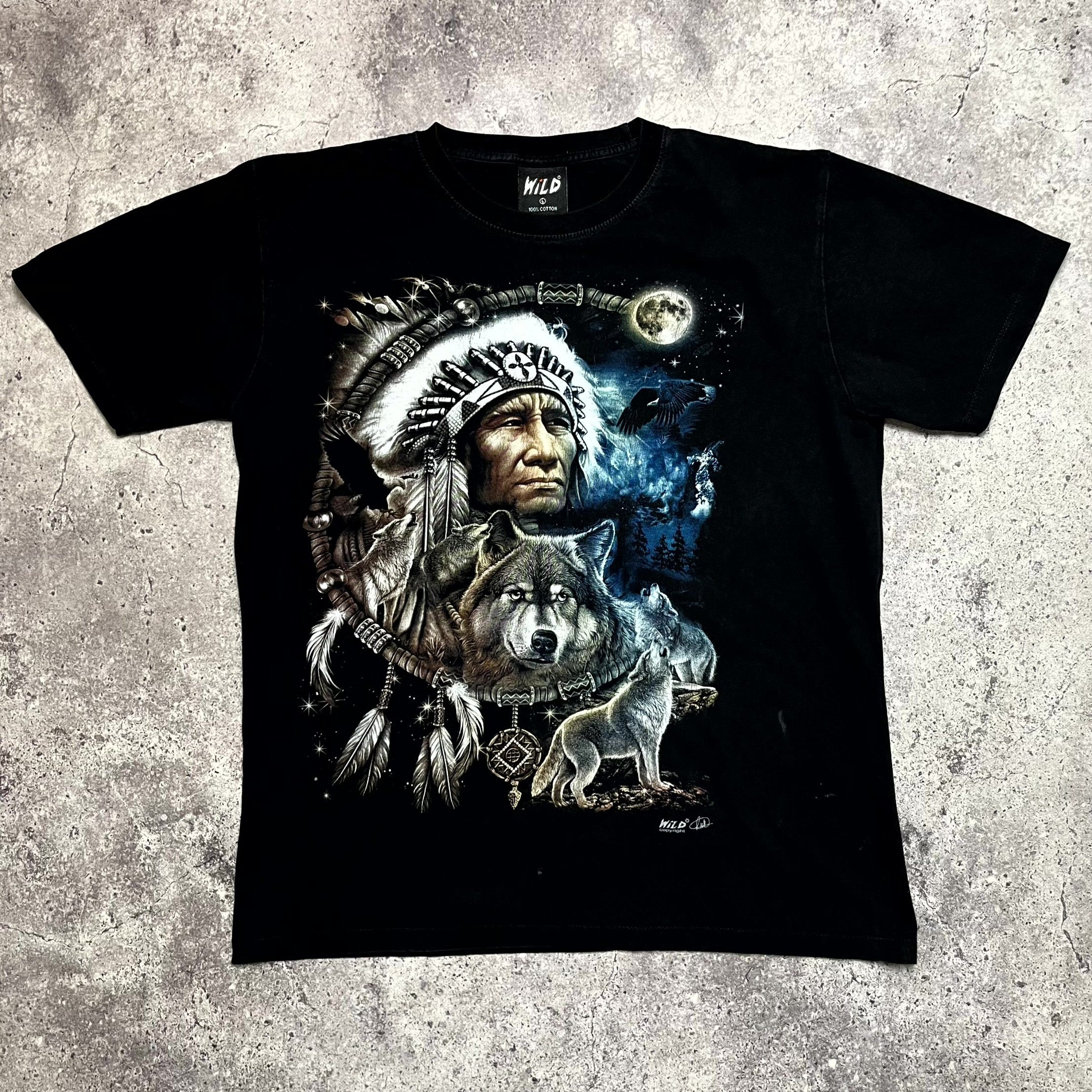 Vintage Vintage WILD Black T Shirt Dream Catcher Wolf 90s Size M Size US L / EU 52-54 / 3 - 1 Thumbnail