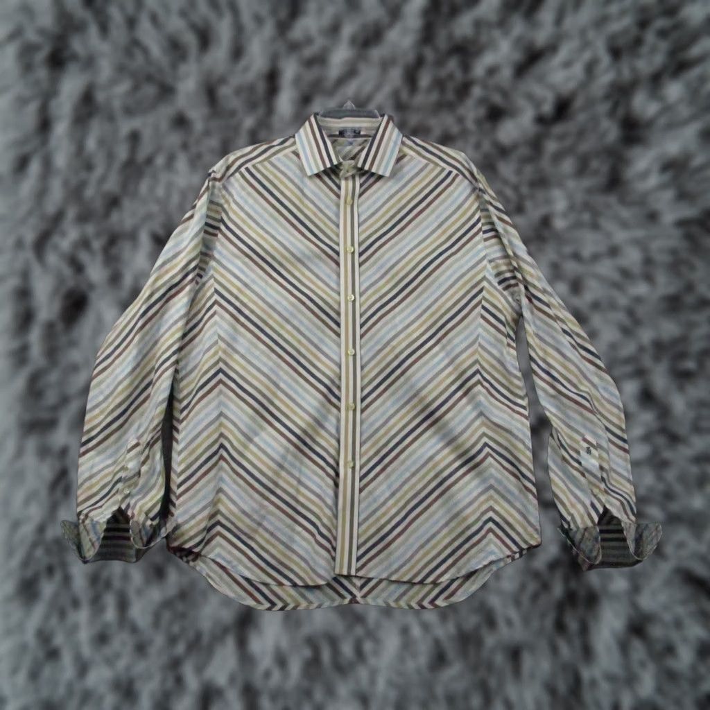 Robert Graham Robert Graham Dress Shirt Mens XL Striped Cotton Button-Up Size 46R - 1 Thumbnail