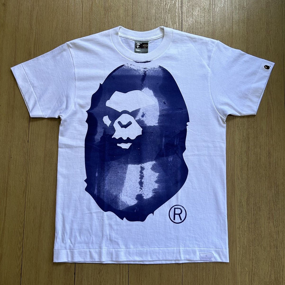 image of Bape Exclusive Handprint Big Ape Head Tee in White, Men's (Size Medium)