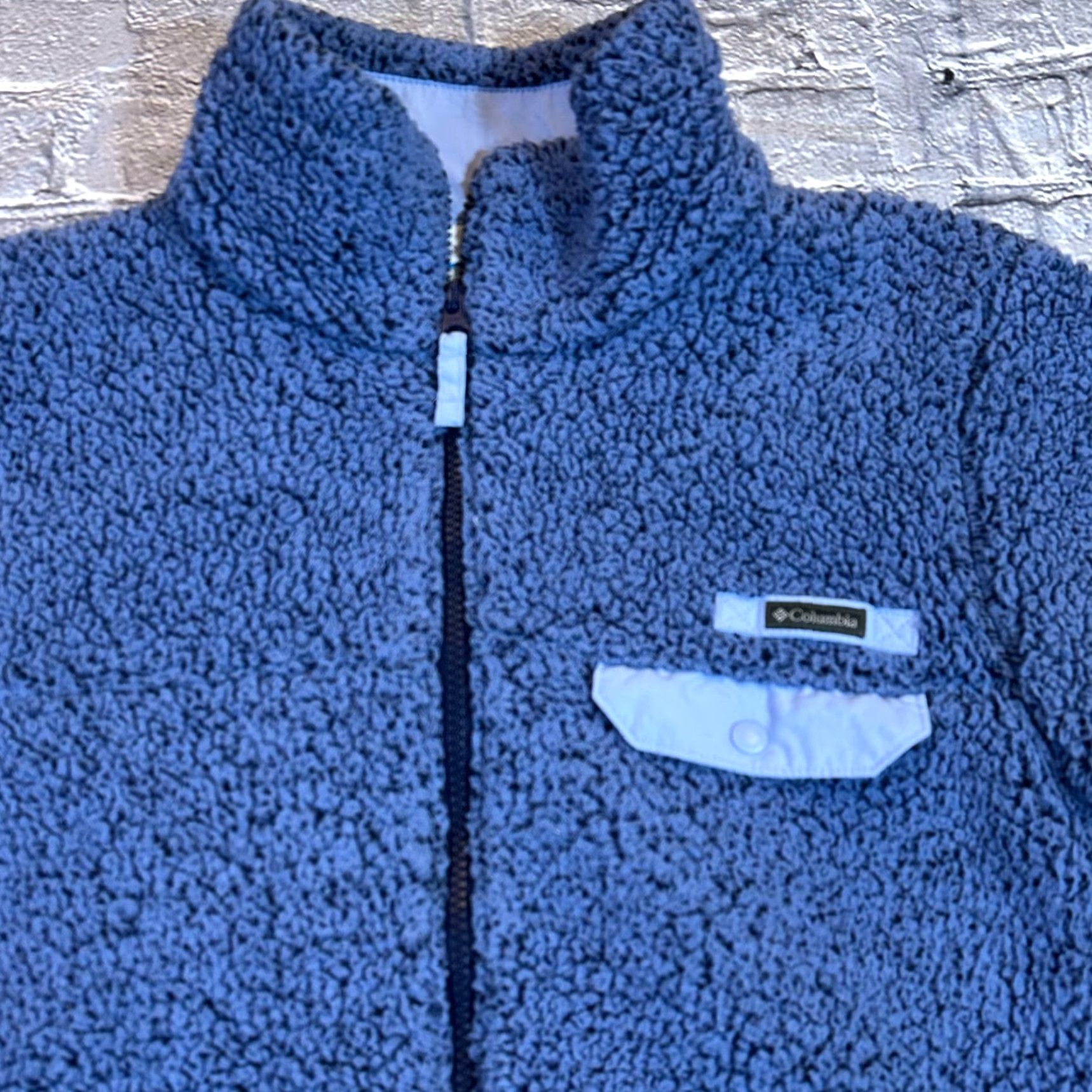 Vintage VINTAGE Columbia Blue Sherpa Fleece Full Zip Logo Pocket Jacket Women M Blue Sherpa Fleece Full Zip Logo Pocket Classic Outdoor 90s Womens Size M / US 6-8 / IT 42-44 - 3 Thumbnail