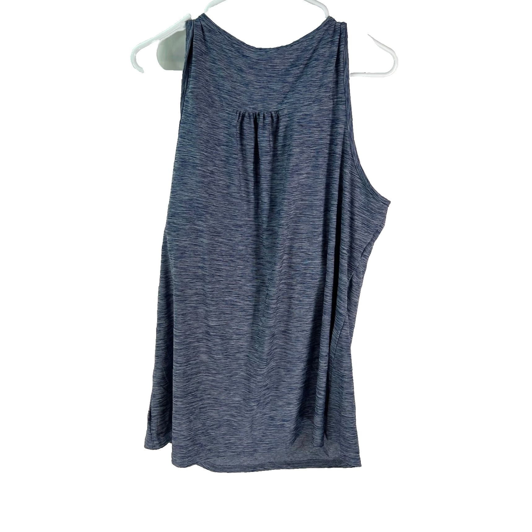 Vintage Womens Sleeveless Activewear Tank Top Heathered Blue Padded XXL Pullover - 2XL, Scoop Neck, Wide Straps, 100% Polyester, Casual Sports Shirt Size XXL / US 16-18 / IT 52-54 - 2 Thumbnail