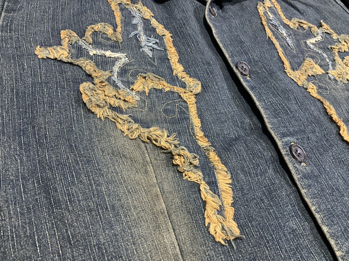 If Six Was Nine × Japanese Brand × Tornado Mart 🔥Y2K Archived Tornado Mart Tribal Denim Shirt Mud Wash Fray Size US L / EU 52-54 / 3 - 5 Thumbnail