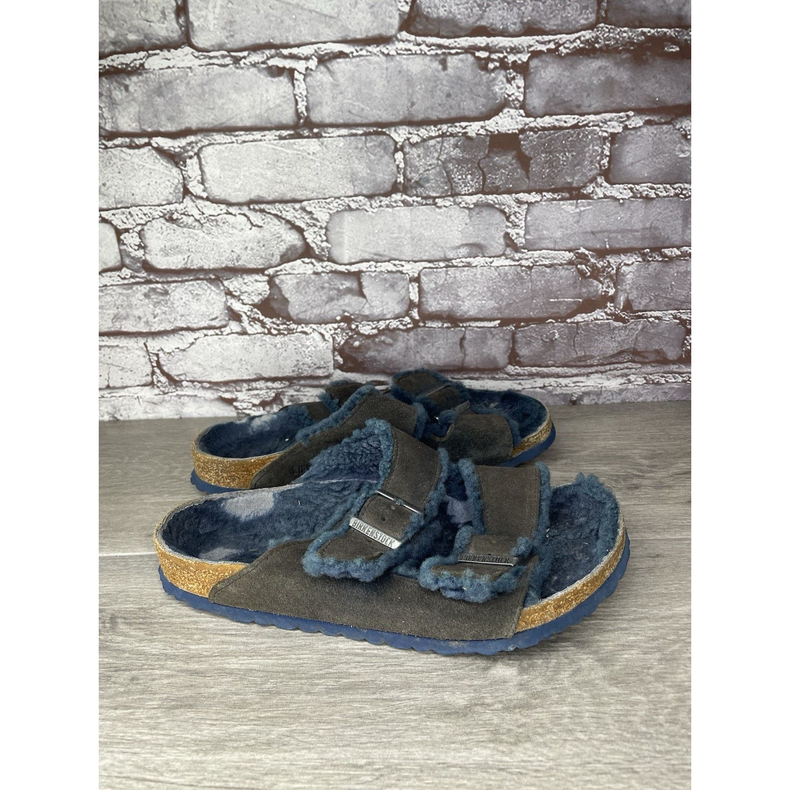 Birkenstock Birkenstock Arizona Fur Midnight Navy Strap Slides Sandals W Size US 10 / IT 40 - 3 Thumbnail