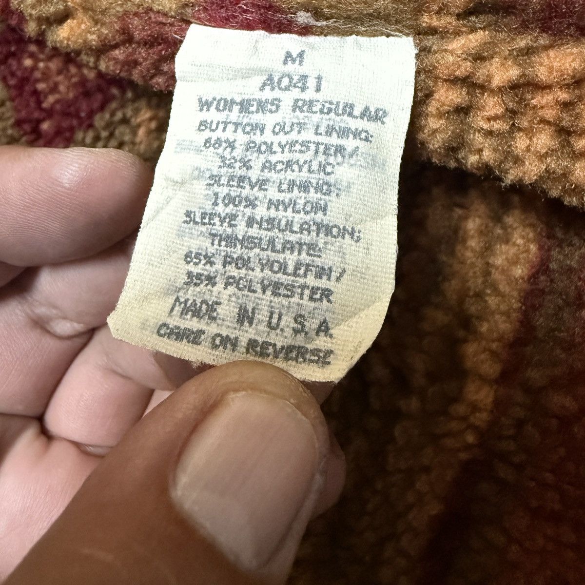 L.L. Bean Vintage LL Bean Aztec Fleece Lined Womens Canvas Long Button Size US M / EU 48-50 / 2 - 9 Thumbnail