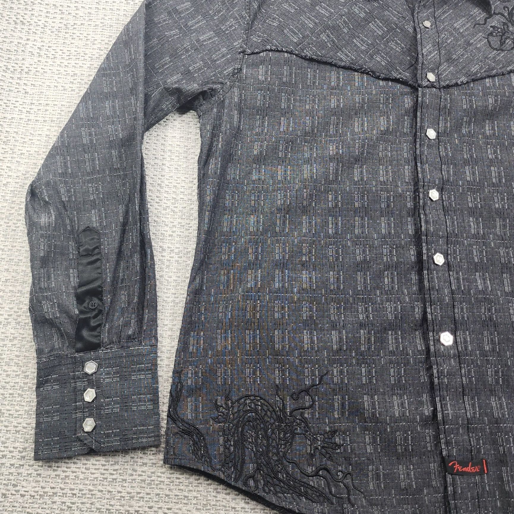 Fender Fender Custom Shop Shirt Mens XL Gray Western Snap Dragon Embroidered Shirt Size US XL / EU 56 / 4 - 5 Thumbnail