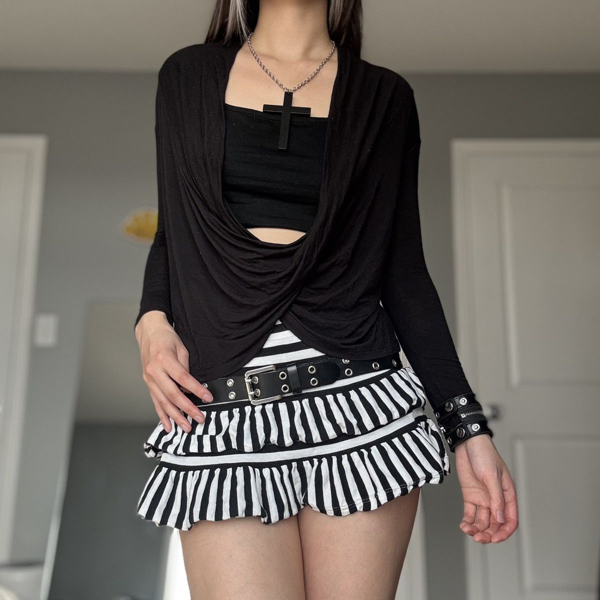 Other Y2K Black Criss Cross Draped Front Wrap Top Size S / US 4 / IT 40 - 8 Thumbnail