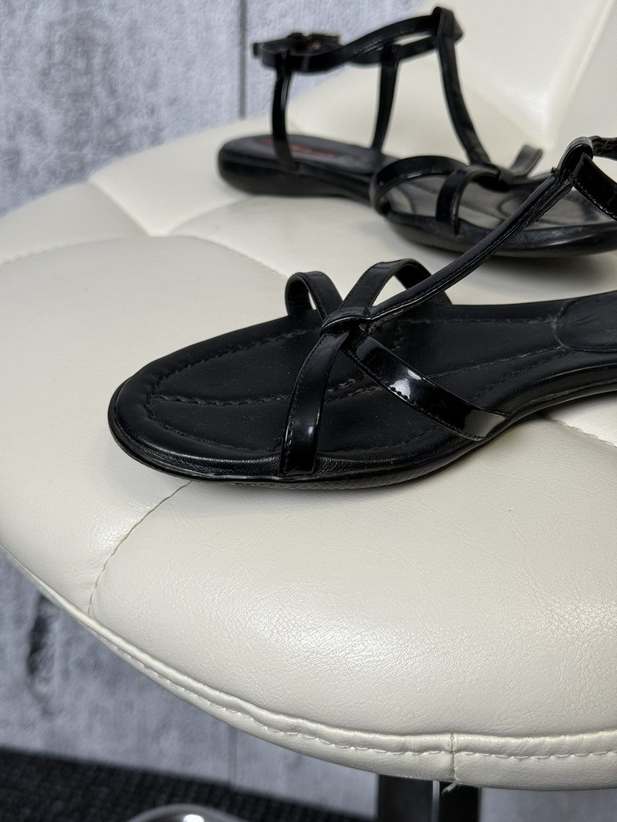 Prada Prada Linea Rossa Sandals Patent Leather T Strap Flat Shoes Size US 6 / IT 36 - 14 Thumbnail