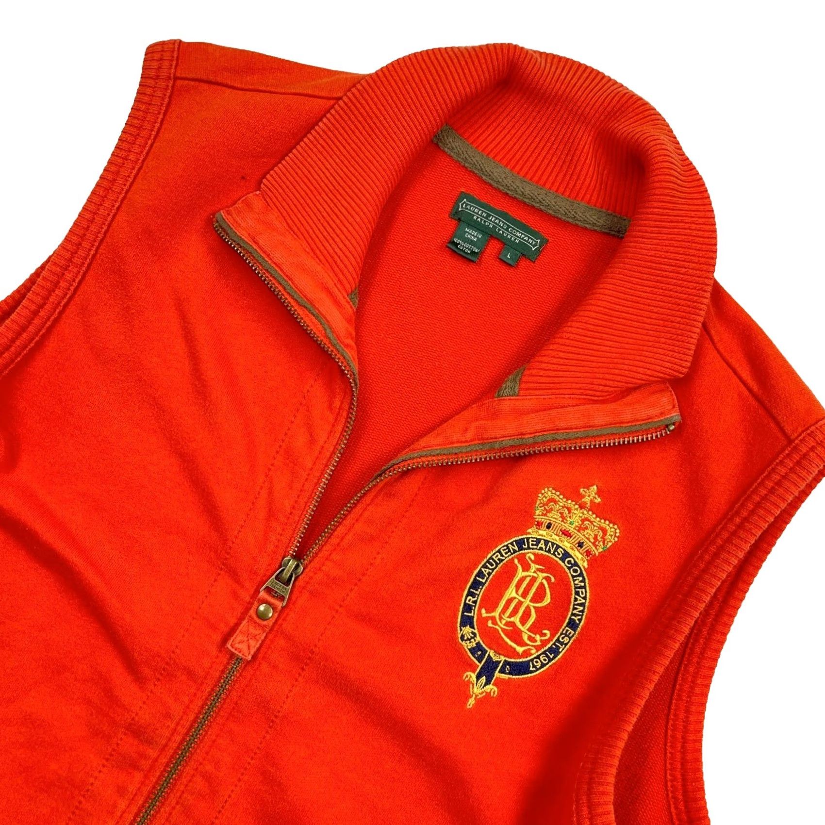 Ralph Lauren VINTAGE Lauren Ralph Lauren Vest Women Large Orange Full Zip Utility Field Crest LRL VTG Size L / US 10 / IT 46 - 2 Thumbnail