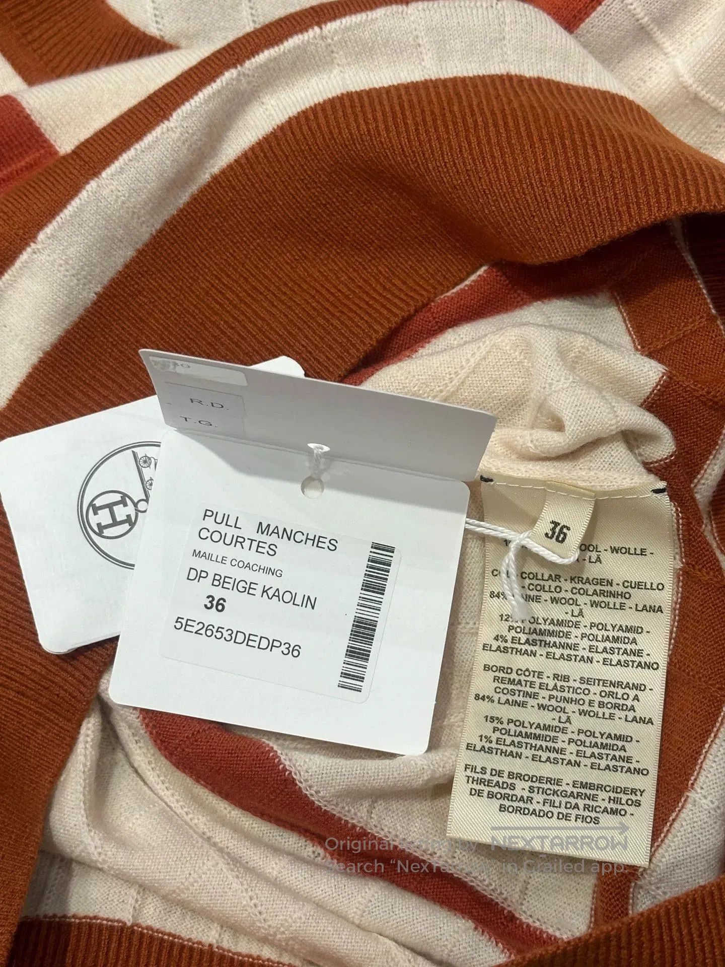 Hermes Hermes Women's Beige Short Sleeve Sweater. Size US S / EU 44-46 / 1 - 4 Thumbnail