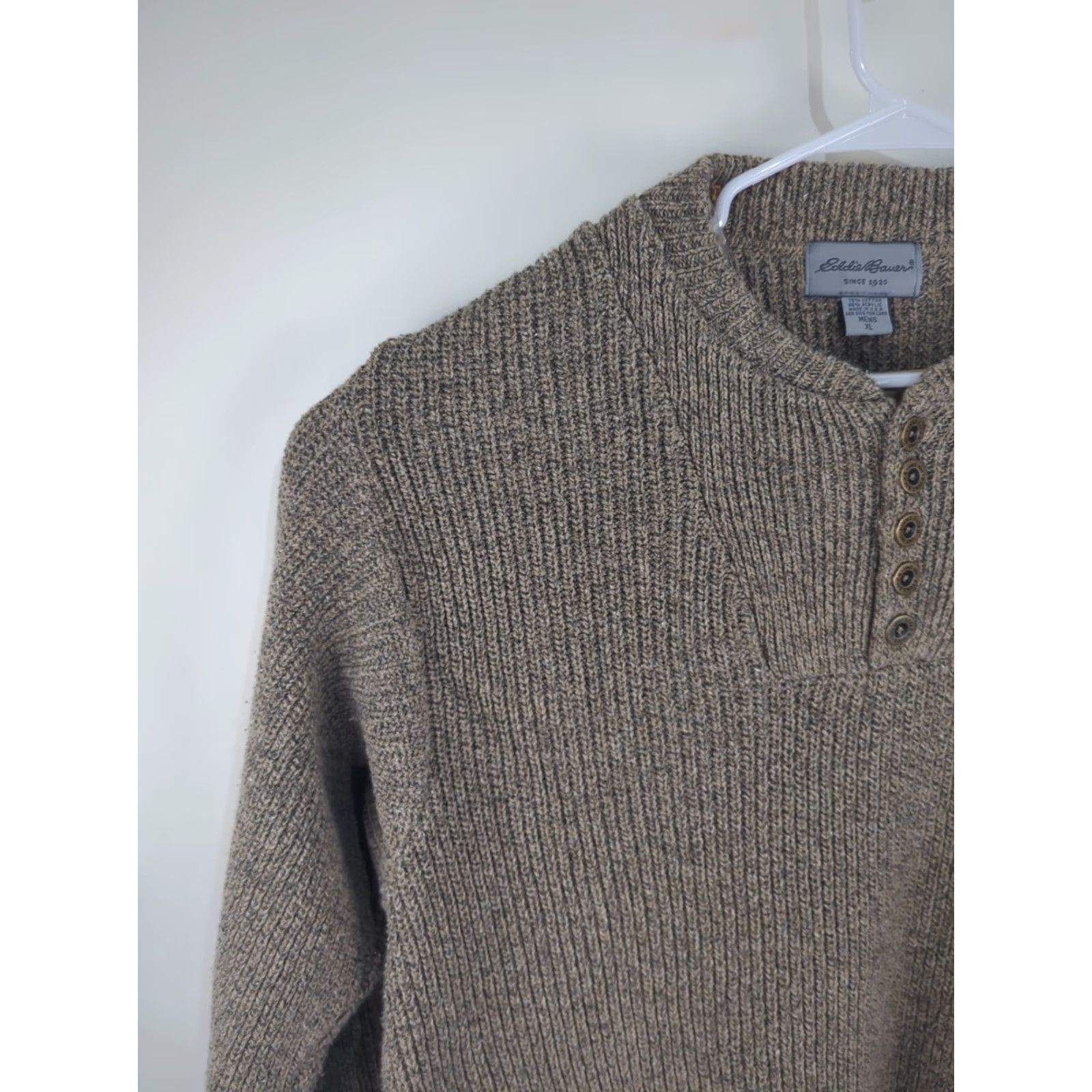 Eddie Bauer VINTAGE Eddie Bauer Sweater Mens XL Henley Knit Made USA 90s Earth Tones Button Beige Mens Size US XL / EU 56 / 4 - 4 Thumbnail