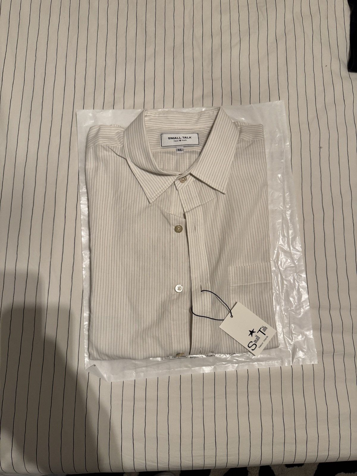 Other SMALL TALK STUDIO: Curve Hem Dress Shirt: Light brown stripe Size US XL / EU 56 / 4 - 2 Thumbnail
