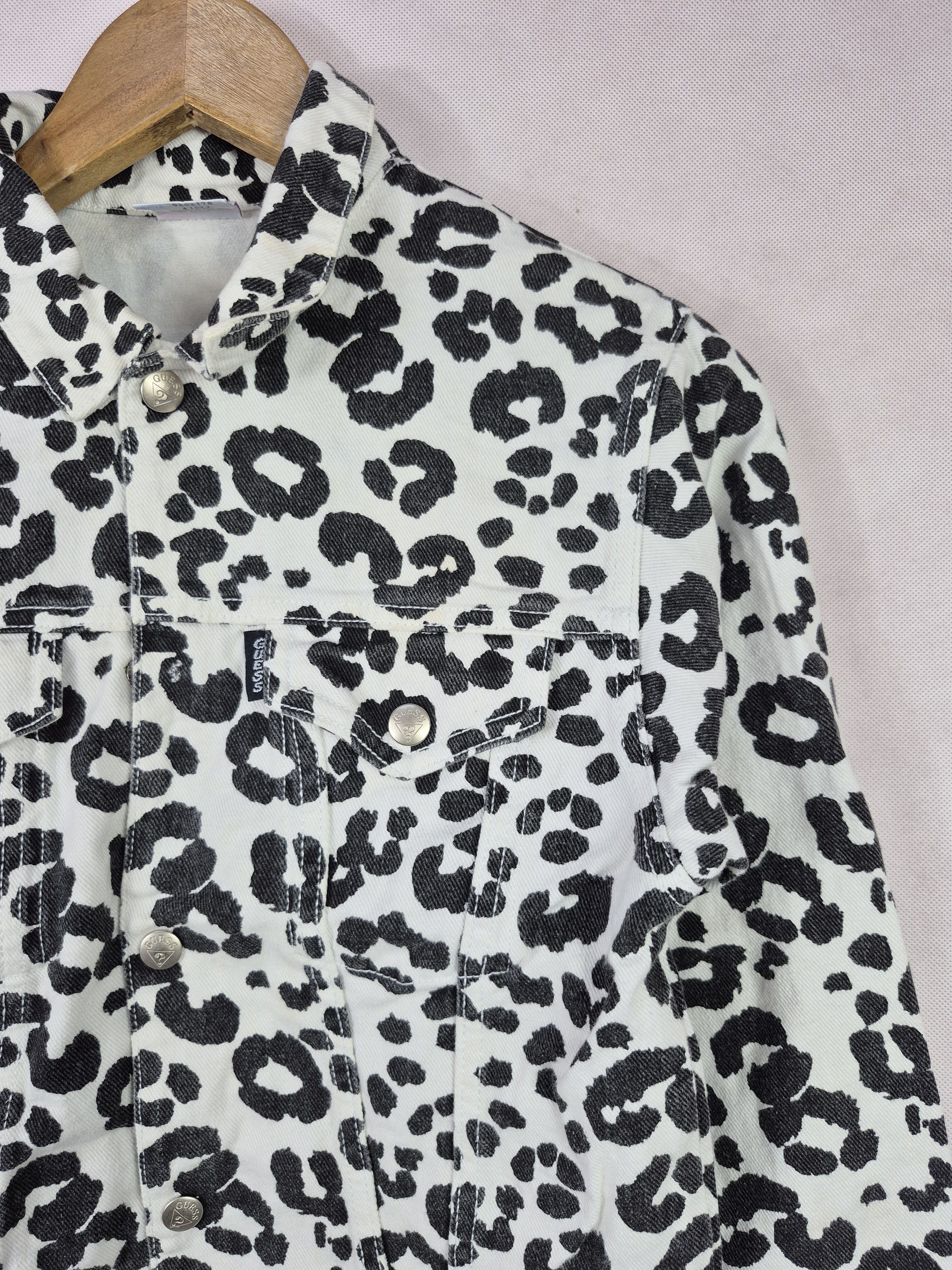 Guess 🔥 Vintage Baby Guess Leopard Print Denim Jacket Size XXS / US 00 / IT 34 - 3 Thumbnail