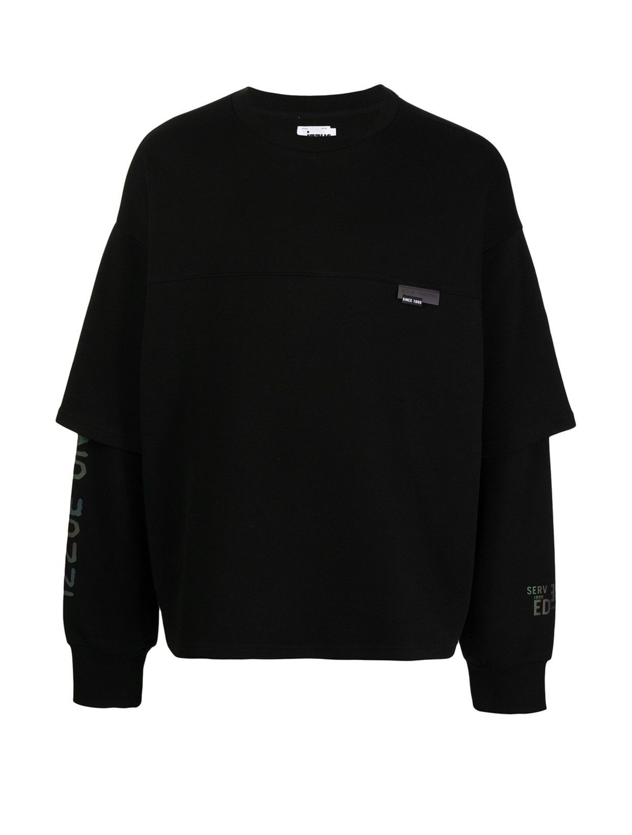 image of Izzue Logo-Patch Crew Neck Sweatshirt in Black, Men's (Size Medium)