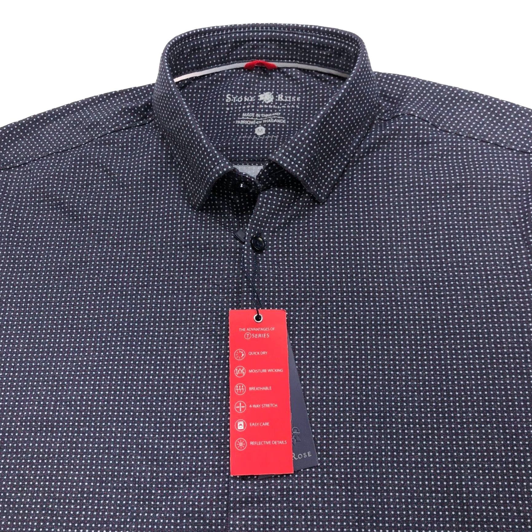 Vintage Stone Rose Shirt Men M Medium Navy Polka Dot Long Sleeve Button-Up Casual Collared Size US M / EU 48-50 / 2 - 2 Thumbnail
