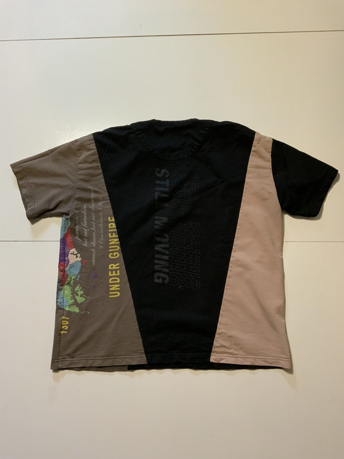 Other Still Moving Under Gunfire Cut & Sew Patchwork Split T-Shirt Size US M / EU 48-50 / 2 - 3 Thumbnail