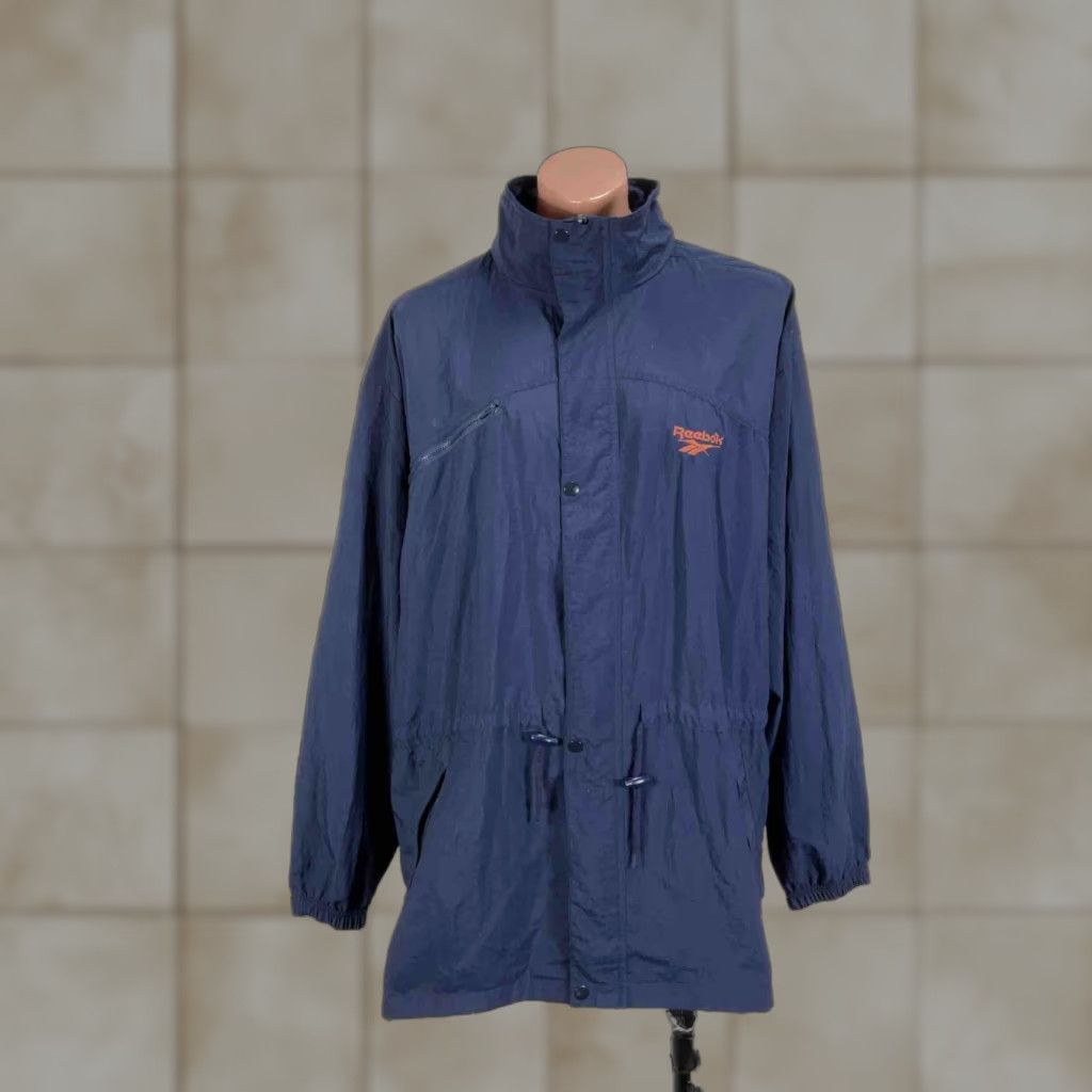 VINTAGE Reebok Track Jacket Windbreaker Blue and Rust Size
