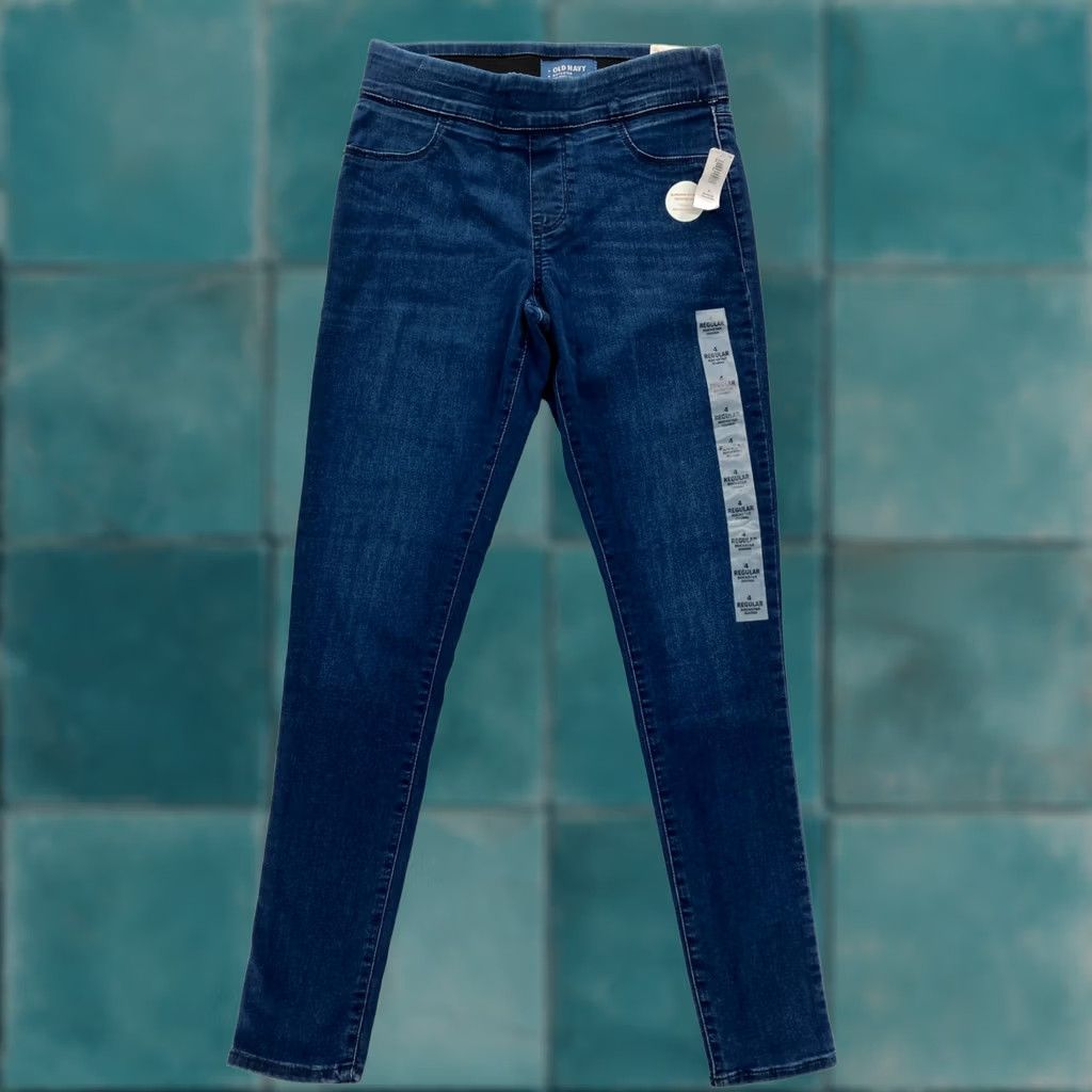 Old Navy Old Navy Jeans Women's 4 Dark Blue Stretch Denim Pull On Skinny NWT Rockstar Size 26" / US 2 / IT 38 - 1 Thumbnail