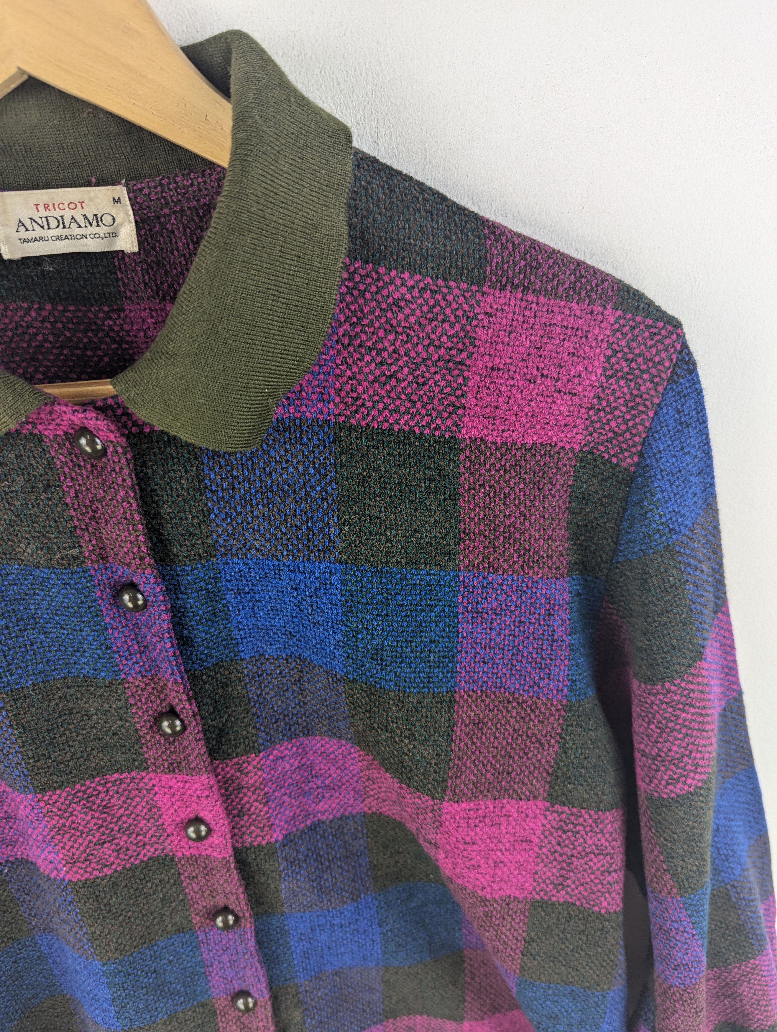 Japanese Brand × Vintage Vintage 1990s Wool Shirt Button Up Long Sleeve Checkered Size M / US 6-8 / IT 42-44 - 6 Thumbnail