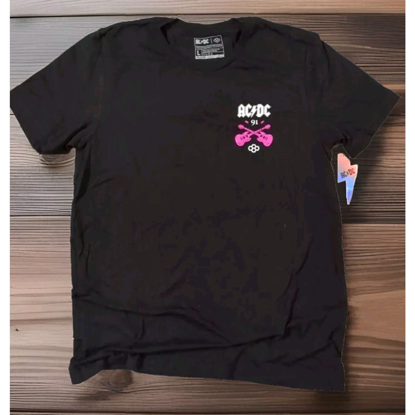 Vintage AC/DC 1991 CLIPPED - SUMMER 1991 - RUDIS - T-Shirt Rock Metal MTV Black L Large Size US L / EU 52-54 / 3 - 5 Thumbnail
