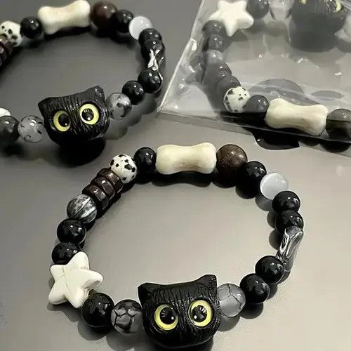 Jewelry Natural stone black cat bracelet Size ONE SIZE - 3 Thumbnail