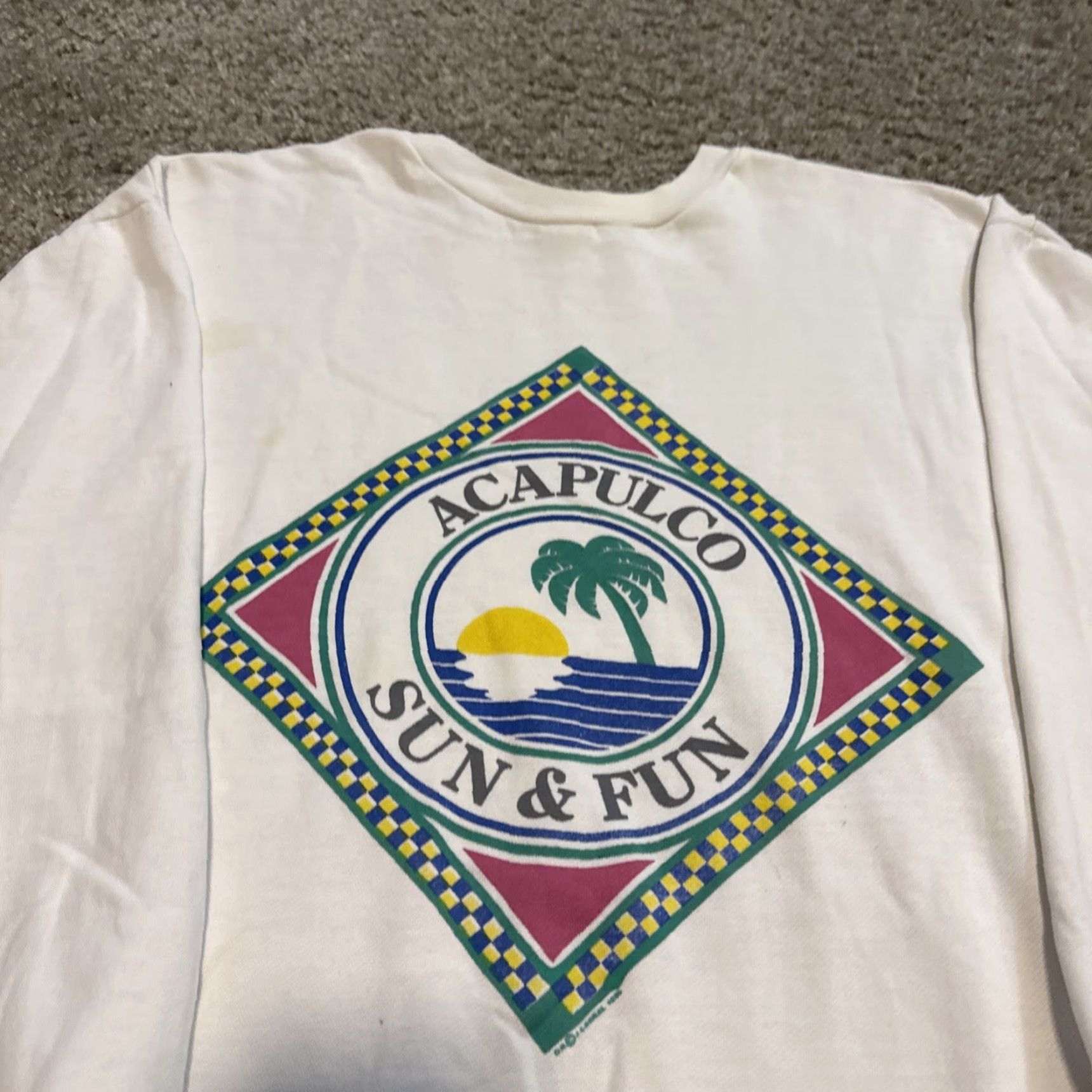Vintage VINTAGE 1986 Acapulco Sun & Fun Mexico Beach Club Sweatshirt Large White Men Crewneck Pullover Sweatshirt Size US L / EU 52-54 / 3 - 2 Thumbnail