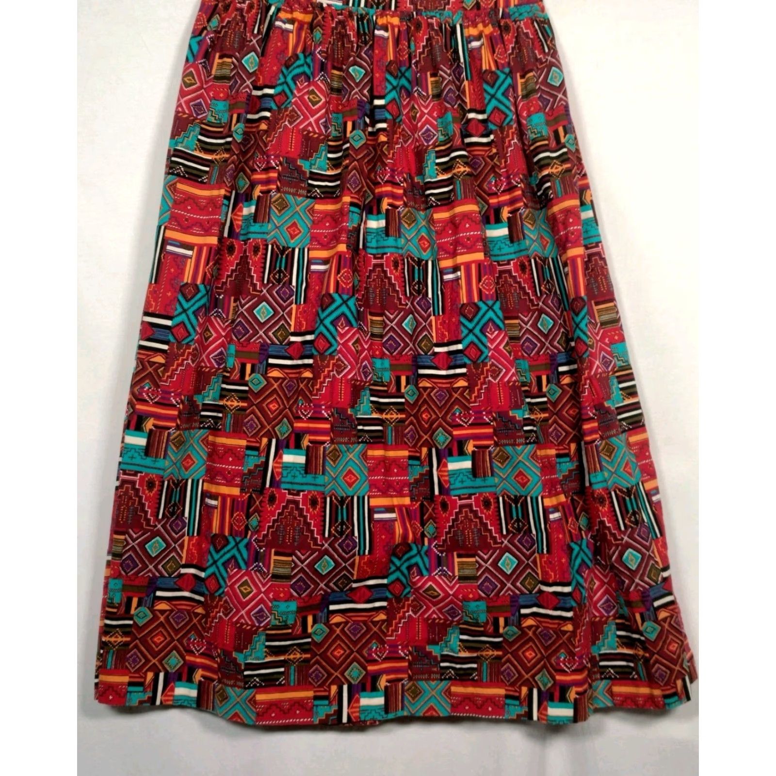 Native VINTAGE McCalls Women’s Maxi Skirt Long Patchwork Native Southwestern Geometric Casual Fall Spring Summer Winter Size 28" / US 6 / IT 42 - 4 Thumbnail