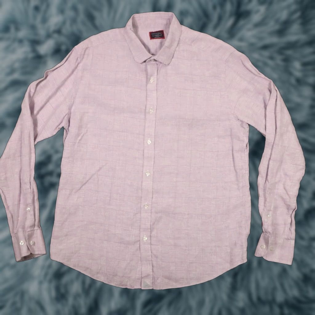 UNTUCKit UNTUCKit Shirt Mens XL Slim Wrinkle Resistant Purple Long Sleeve Linen Button-Up Geometric Preppy Size US XL / EU 56 / 4 - 1 Thumbnail