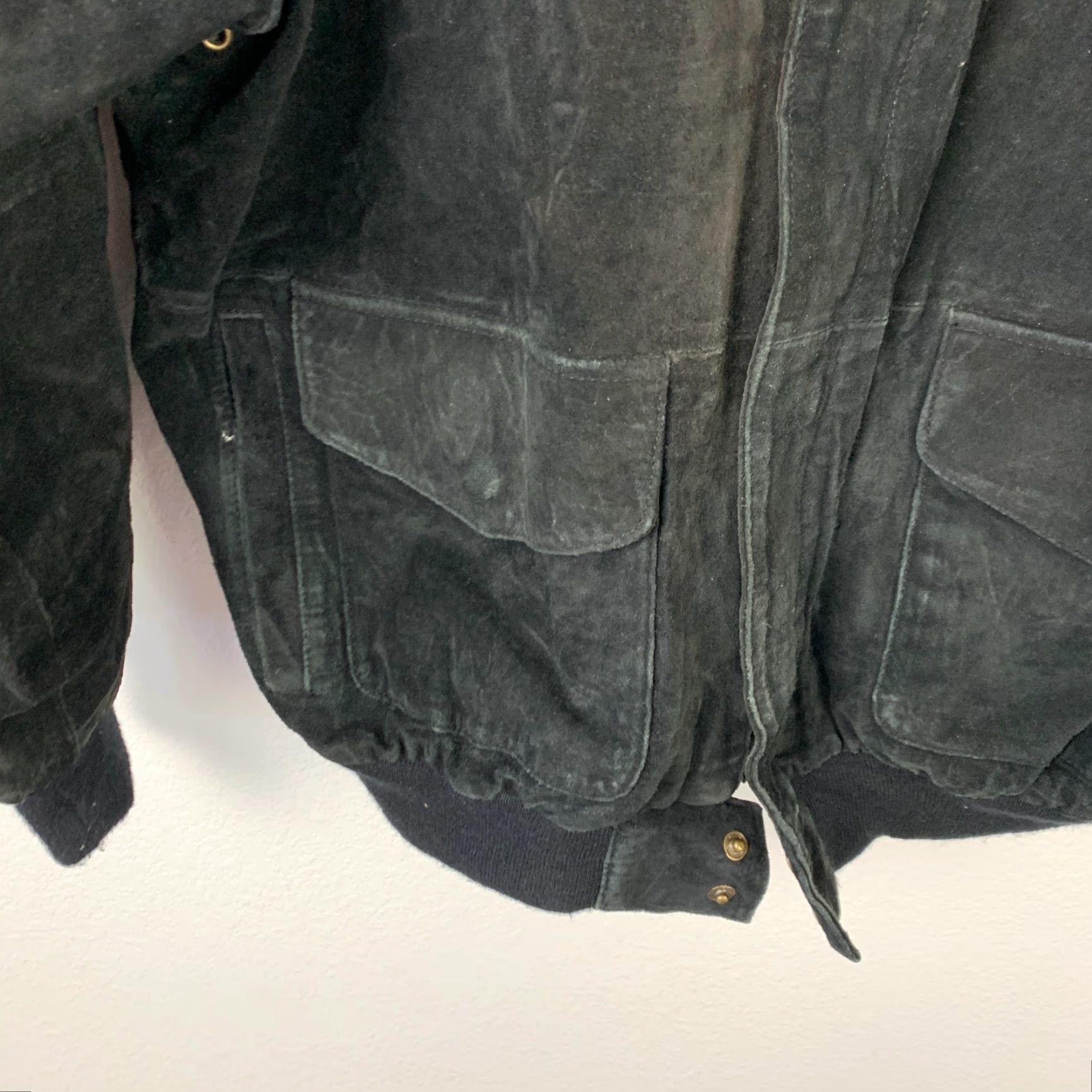 Vintage VINTAGE GIII Black Zip Suede Leather Bomber Jacket Large Petite Hoodie? No Size US L / EU 52-54 / 3 - 2 Thumbnail