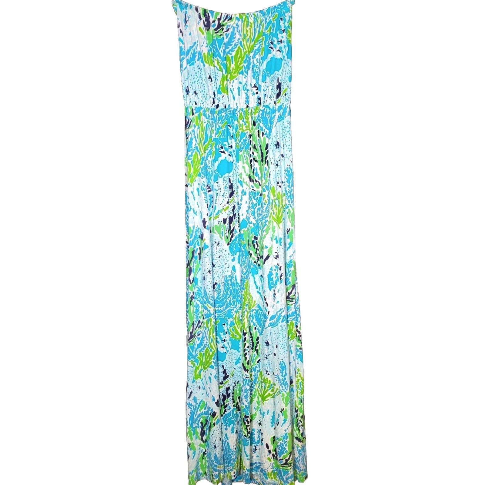 Lilly Pulitzer Lilly Pulitzer Marlisa Strapless Maxi Dress Spa Blue Lets Cha Cha 83839 Women S Size S / US 4 / IT 40 - 7 Thumbnail