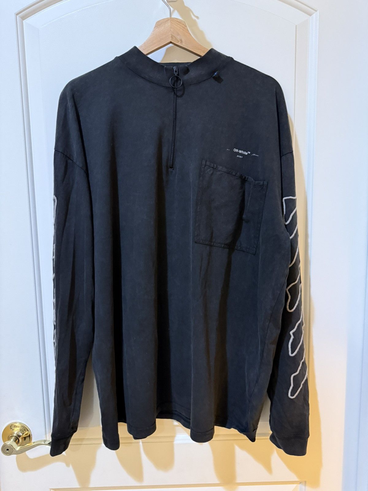 Off-White Off-White Men's Embroidered Mock-Neck Zip Size US M / EU 48-50 / 2 - 1 Thumbnail