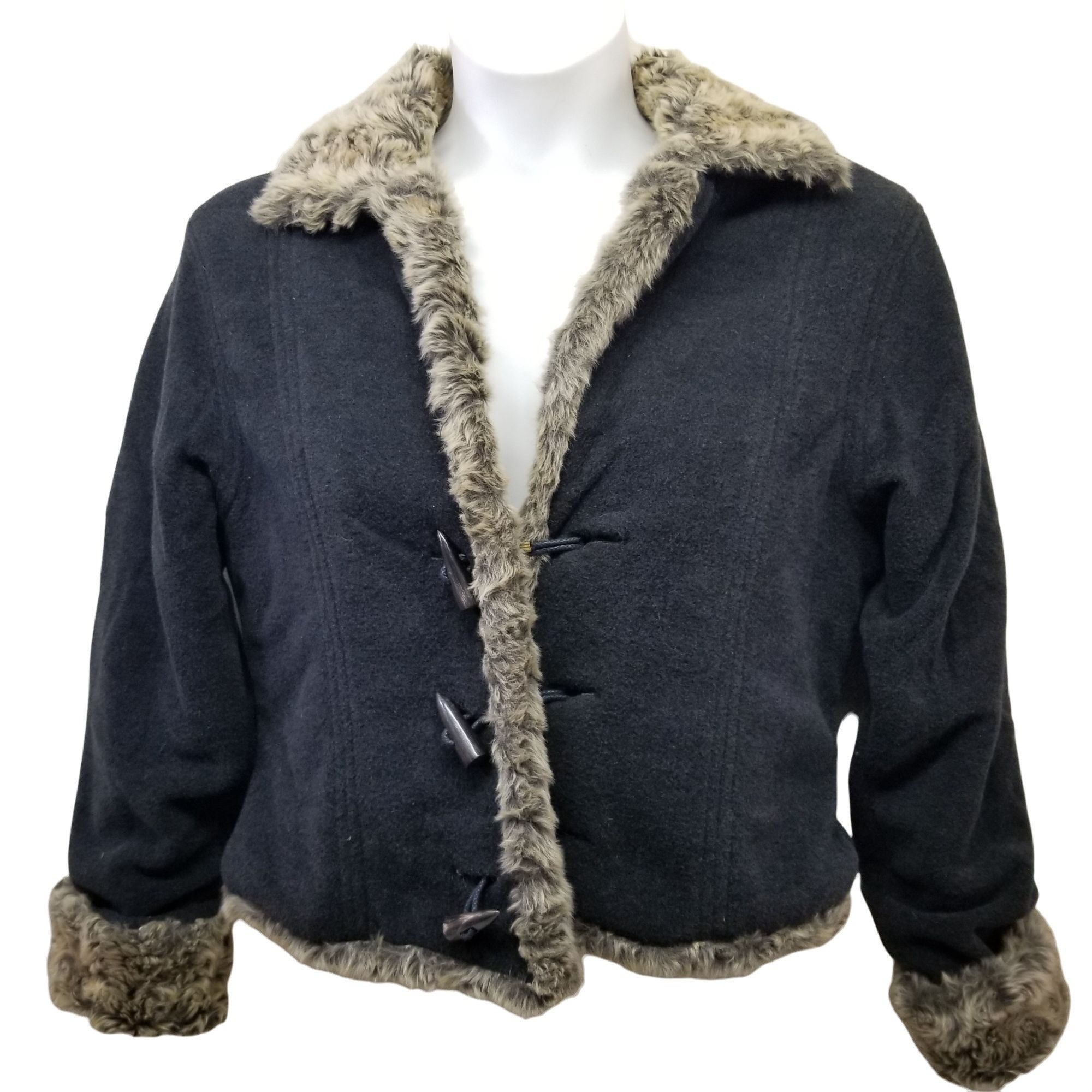Fjallraven Fjall Wool M Coat USA Charcoal Gray Faux Fur Lined Toggle BI Size M / US 6-8 / IT 42-44 - 1 Thumbnail