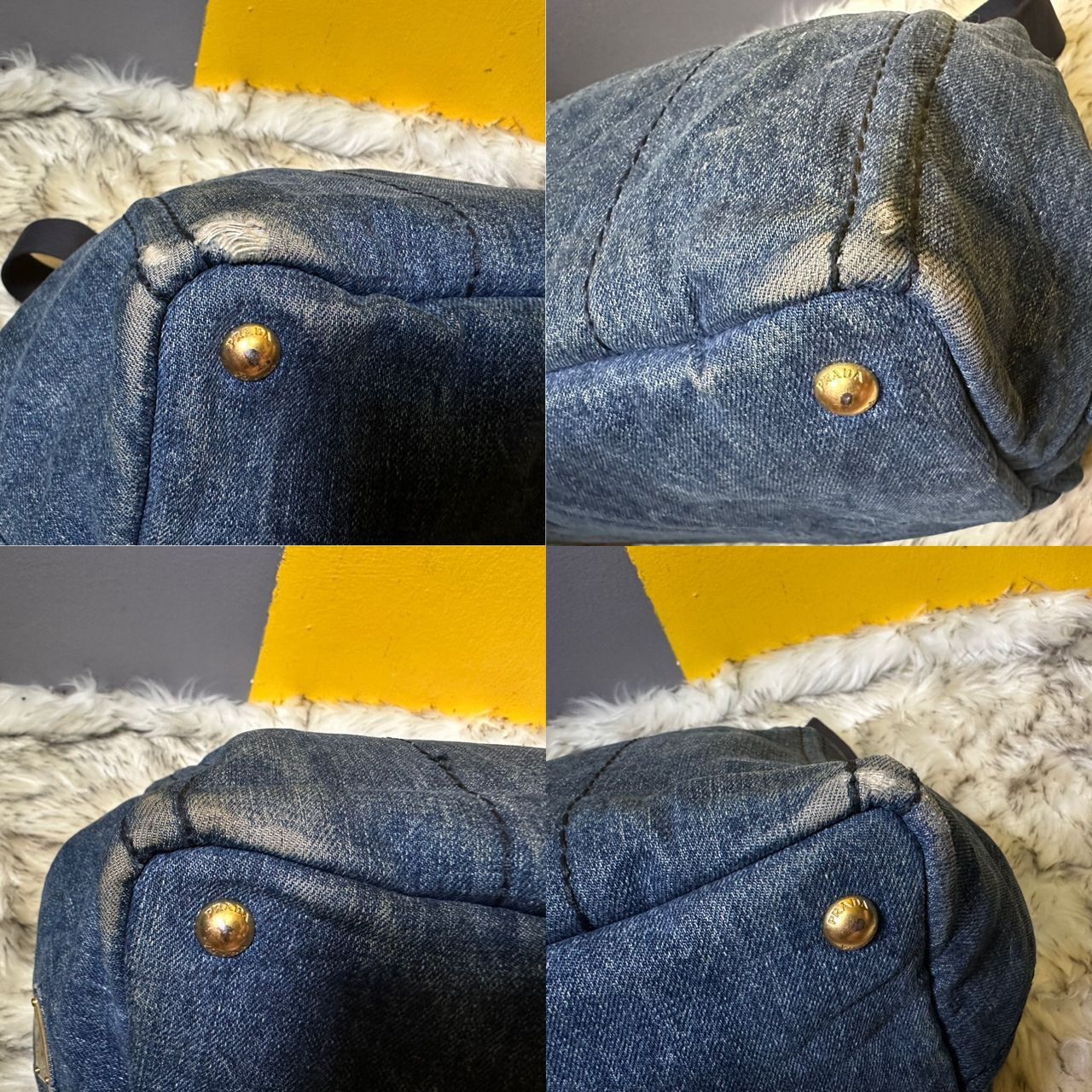Prada Authentic Prada Canapa Denim Blu Medium Tote Bag Size ONE SIZE - 14 Thumbnail
