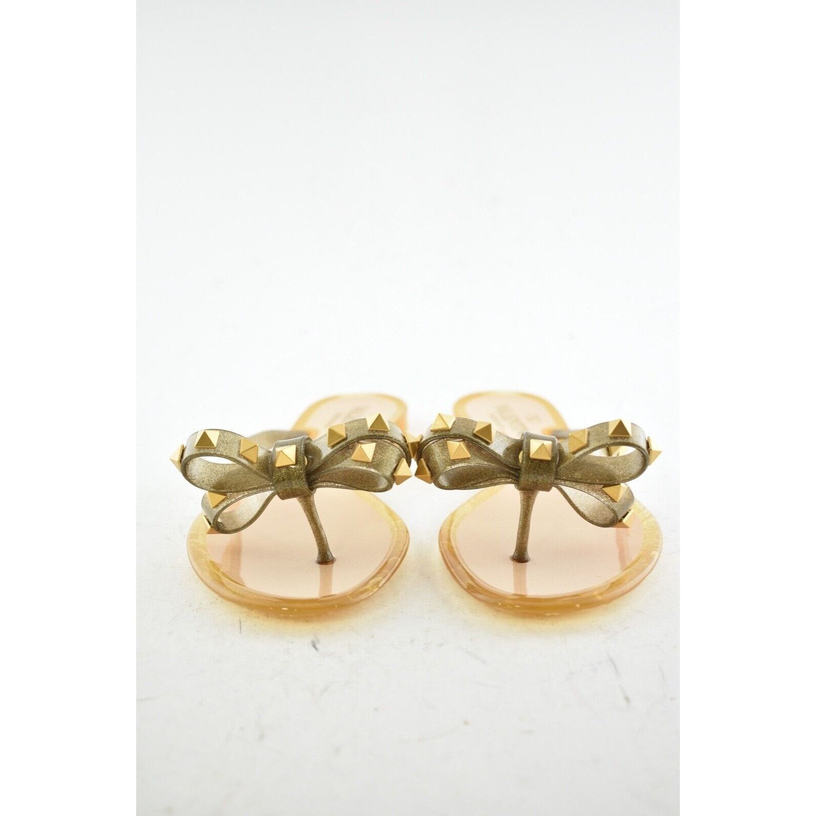 Valentino Valentino Rockstud Jelly Bow Bronze Rubber Thong Flat Slide Size US 5 / IT 35 - 5 Thumbnail