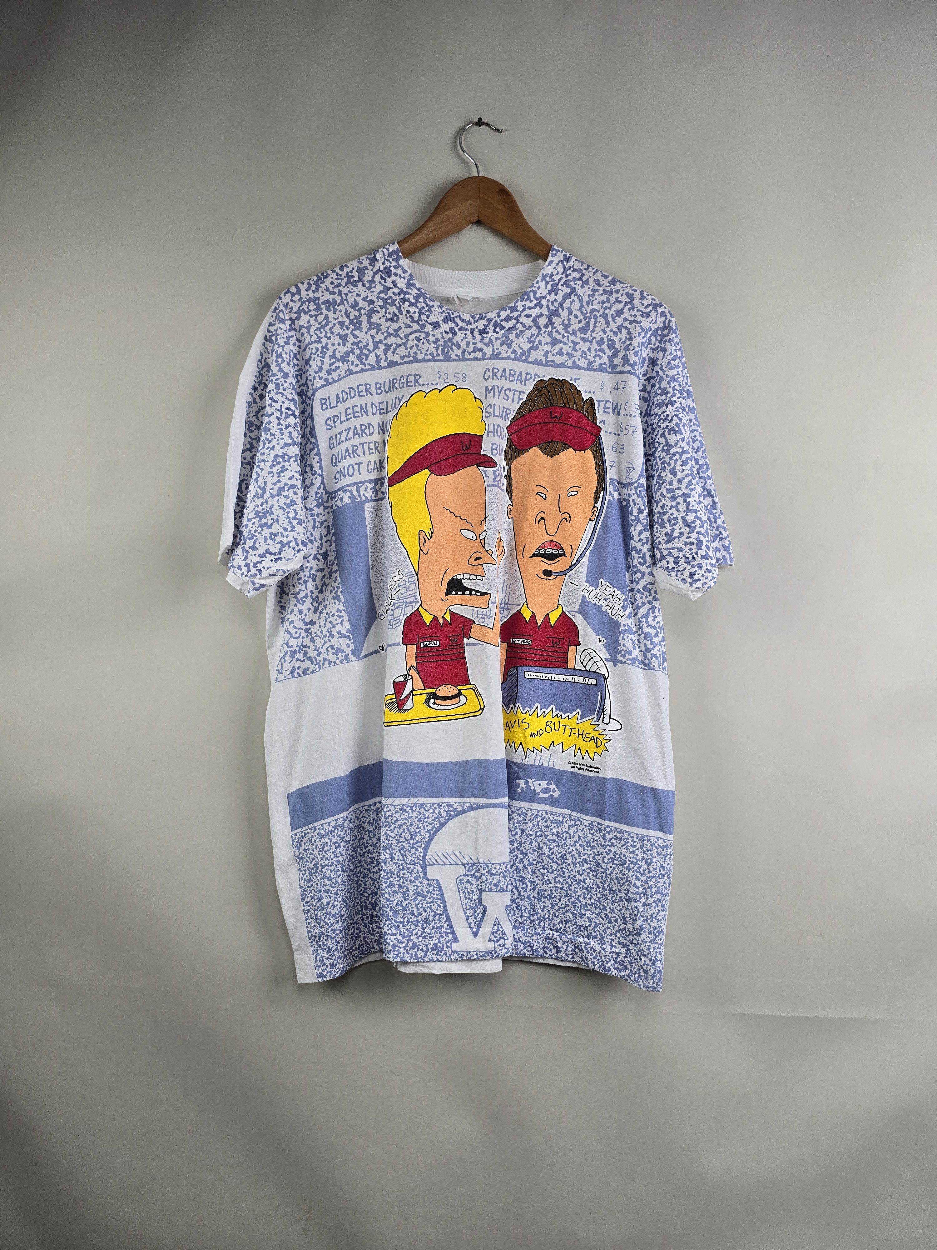 image of Movie x Mtv 1994 Mtv's Beavis And Butt-Head All Over Print XL 23" 30" in White, Men's