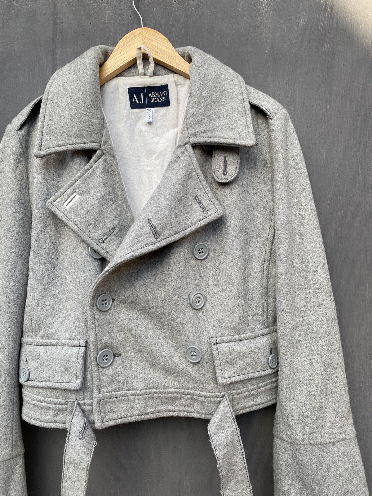 Armani Armani Jeans Vintage Wool gray biker jacket size 38 Size XS / US 0-2 / IT 36-38 - 2 Thumbnail