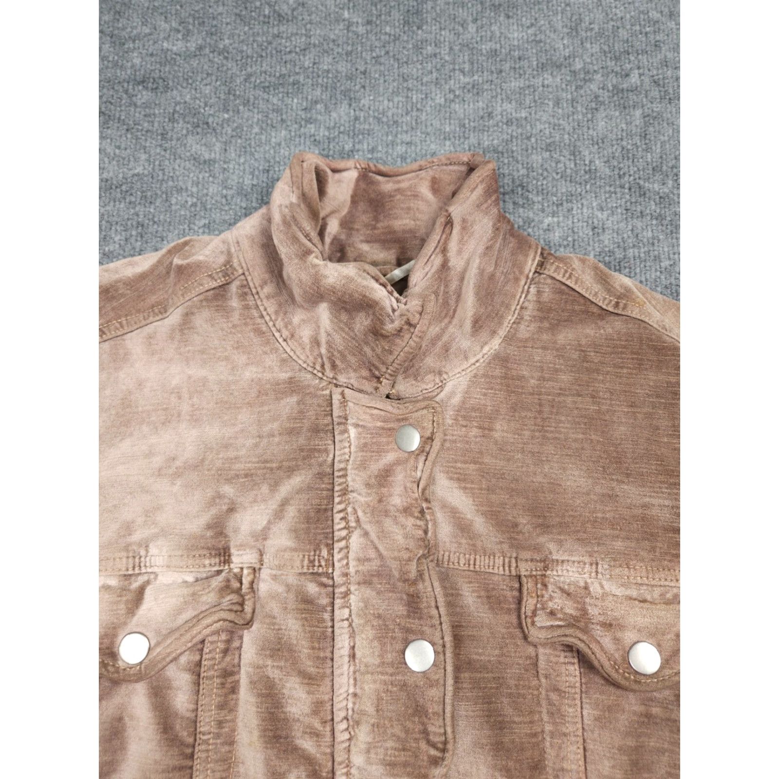 Free People Free People Velvet Jacket Women's L Brown Snap Lined Cotton Oversized Pockets Size L / US 10 / IT 46 - 2 Thumbnail
