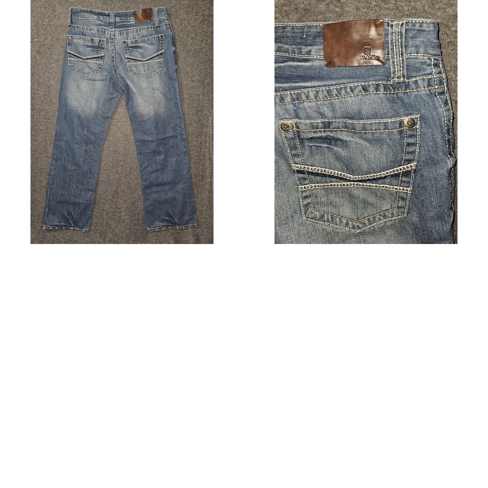 Vintage BLACK. Jeans Mens 32x30 Blue Distressed Straight Leg 100% Cotton Mid Rise Size US 32 / EU 48 - 8 Thumbnail