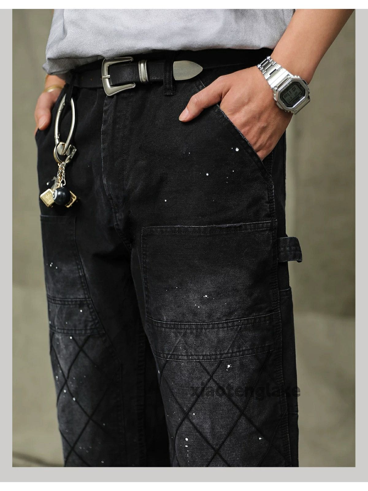 Jean × Vintage washed faded loose baggy carpenter paint cargo pants Size US 32 / EU 48 - 7 Thumbnail