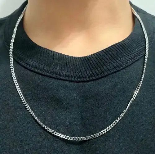 Jewelry Silver color Cuban link chain 3 mm Size ONE SIZE - 1 Thumbnail