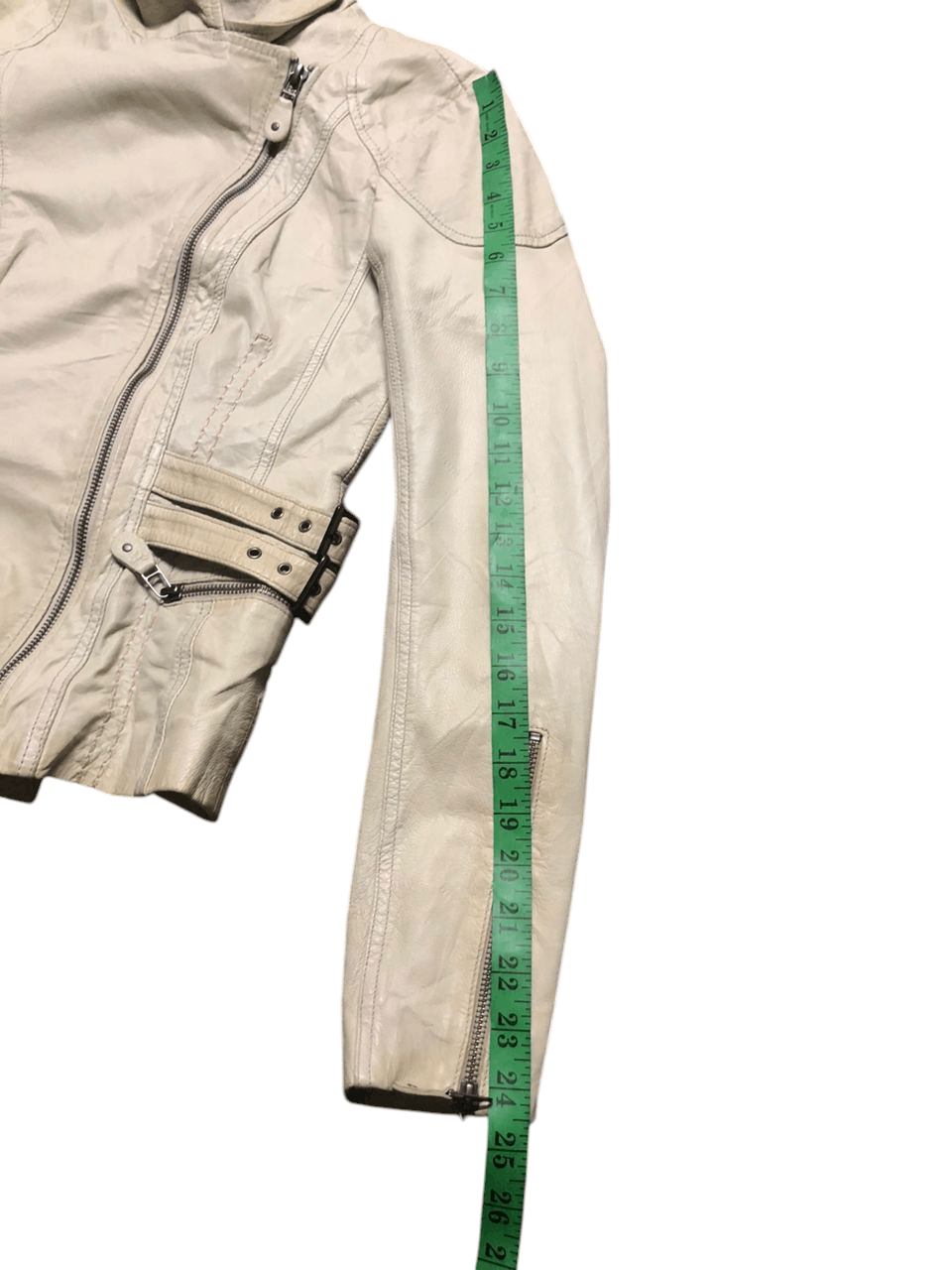 Branded Leather × Leather MAX&Co. Double Collar Lamb leather Ride Jacket Cream Size US XXS / EU 40 - 19 Thumbnail